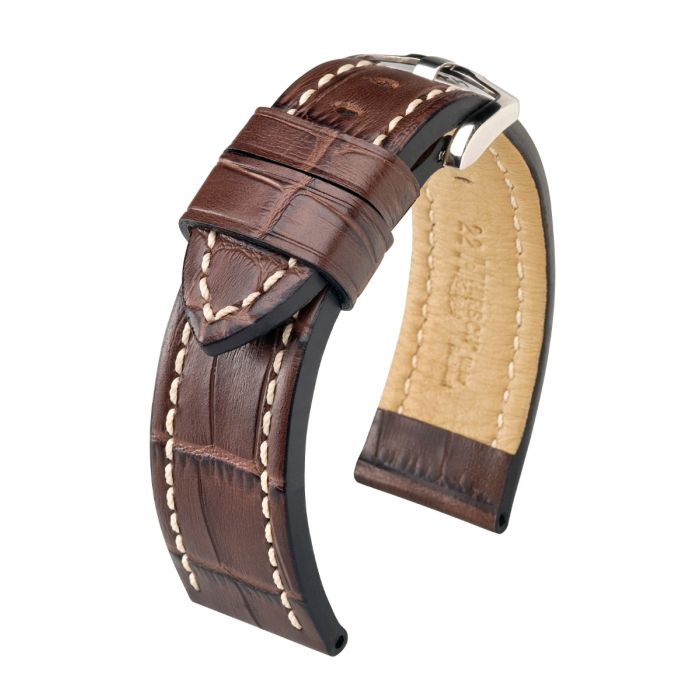 Hirsch Knight nahkaranneke ruskea L 24 mm - Kellon rannekkeet - 10902810-2-24 - 1