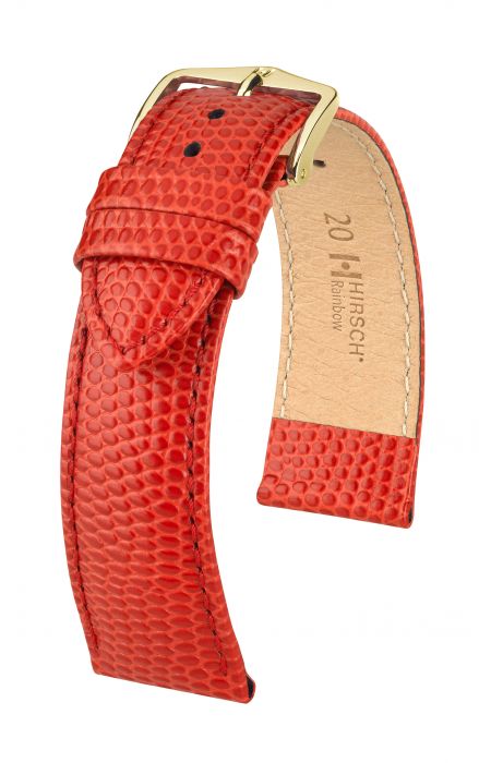 Hirsch Rainbow nahkaranneke punainen M 14 mm - Kellon rannekkeet - 12302620-1-14 - 1