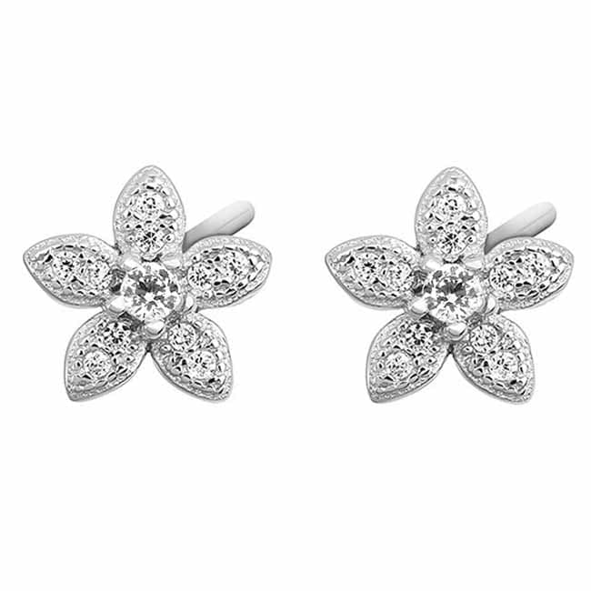 Hopeakorvakorut kukka kirkkaat zirkonit - Hopeakorut - HME324 - 1