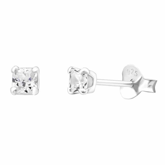 Hopeakorvakorut neliö zirkoni 3 mm - Hopeakorut - HME114 - 1