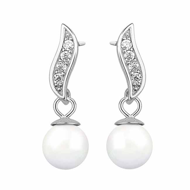 Roikkuvat helmikorvakorut zirkoneilla - Hopeakorut - HME394 - 1