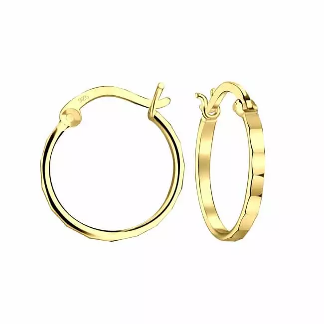 Hopeiset kullatut korvarenkaat viistehiottu 1,5 x 16 mm - Hopeakorut - HME1114 - 1