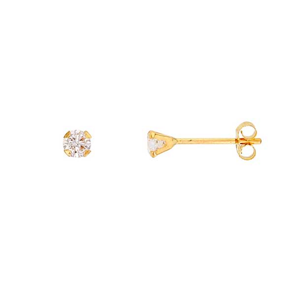 Kultaiset korvakorut zirkonia 3 mm - Kultakorut - HME954 - 1