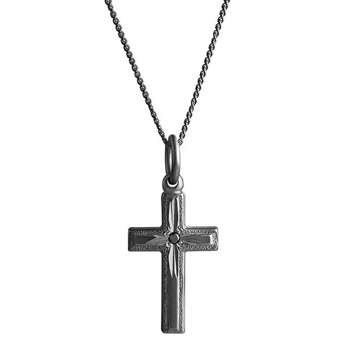 Musta hopeinen rippiristi timantilla 425666354004 - Hopeakorut - 425666354004 - 1