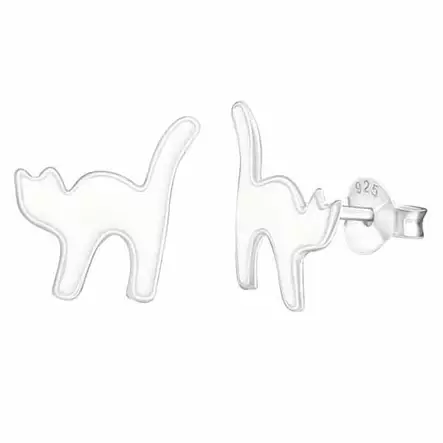 Hopeakorvakorut valkoinen kissa - Hopeakorut - HME135 - 1