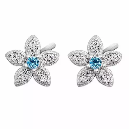 Hopeiset kukkakorvakorut zirkoniakivillä - Hopeakorut - HME705 - 1