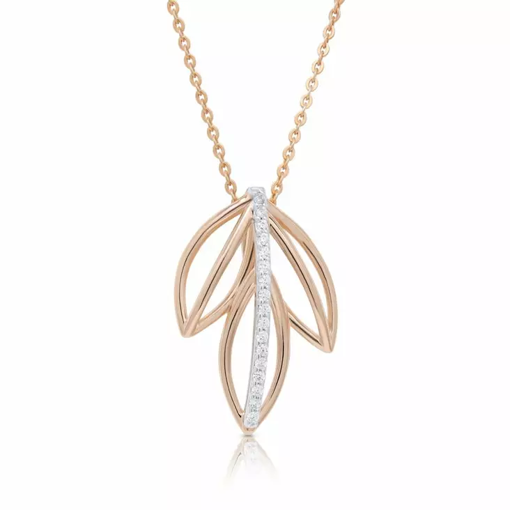 Beat of Love Lehti Rose Gold Zirkonia Riipus BOL-N2667ZRG/40-45cm - Hopeakorut - BOL-N2667ZRG-40-45 - 1