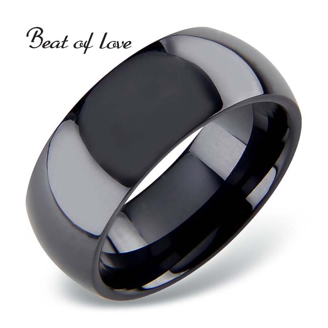 Beat of Love keraaminen musta sormus sileä 8 mm - Keraamiset sormukset - CR-001-8mm-155 - 1