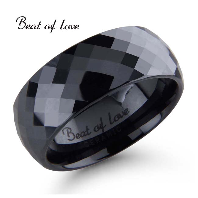 Beat of Love keraaminen musta sormus viistehiottu 8 mm - Keraamiset sormukset - CR-187-8mm-155 - 1