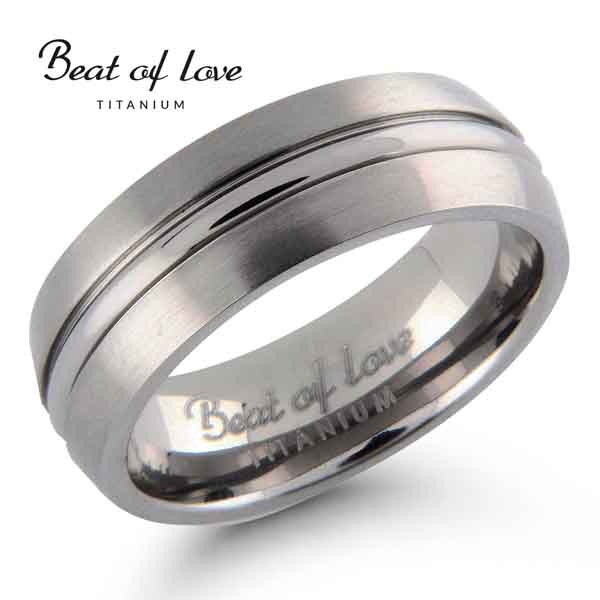 Beat of Love titaanisormus harjattu / kiiltävä 7 mm - Titaanisormukset - TI-001-7mm-155 - 1