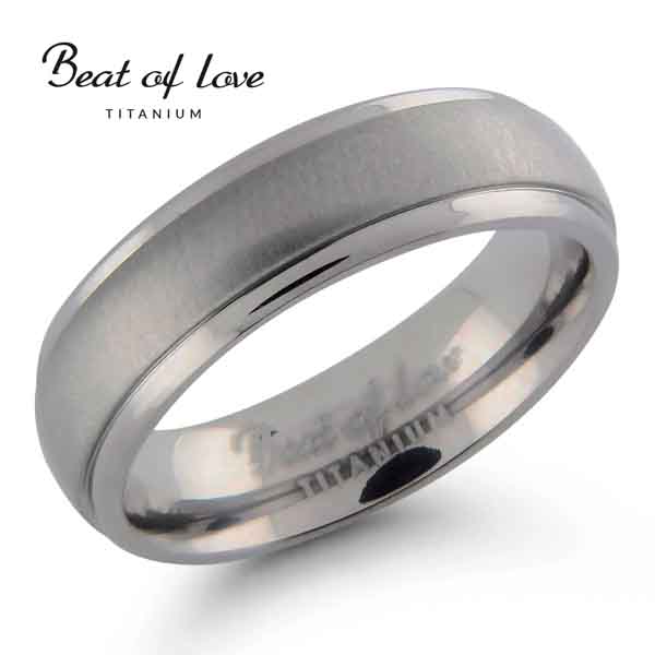 Beat of Love titaanisormus puolipyöreä 6 mm - Titaanisormukset - TI-054-6mm-155 - 1