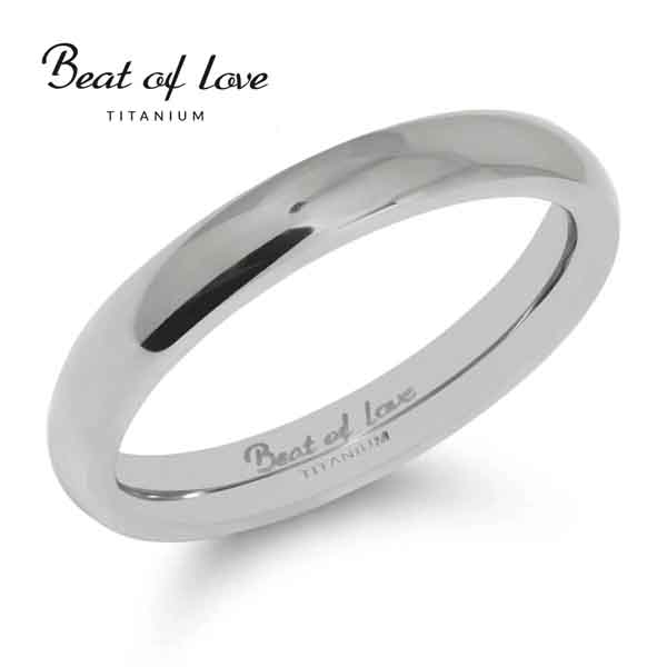 Beat of Love titaanisormus puolipyöreä kiiltävä 3 mm - Titaanisormukset - TI-141-3mm-155 - 1