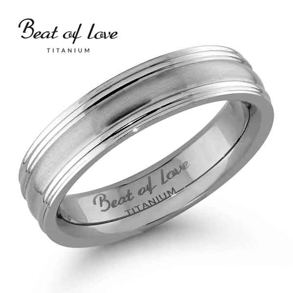 Beat of Love titaanisormus titaanisormus harjattu / kiiltävä 5 mm - Titaanisormukset - TI-102-5mm-155 - 1
