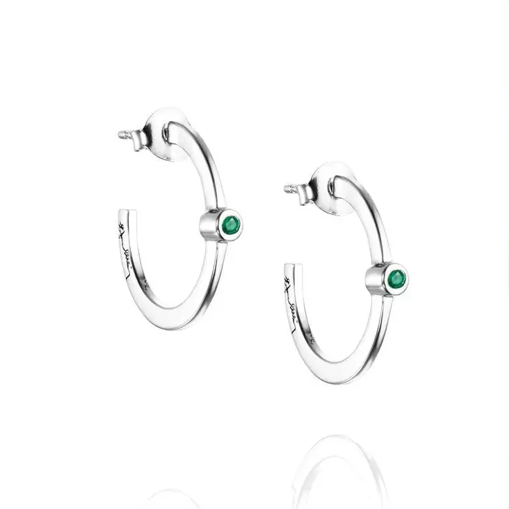 EFVA ATTLING Micro Blink Green Emerald Korvakorut 12-100-01895 - Hopeakorut - 12-100-01895 - 1