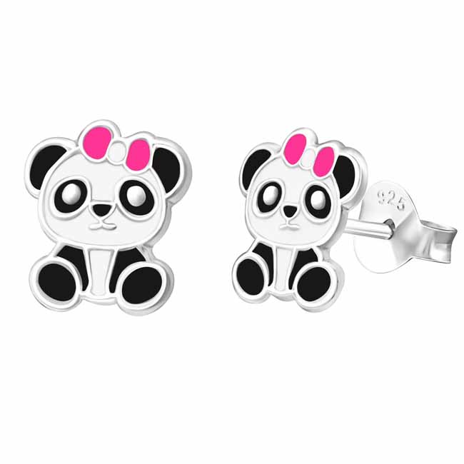 Hopeakorvakorut panda pinkki rusetti - Hopeakorut - HME205 - 1