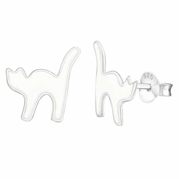 Hopeakorvakorut valkoinen kissa - Hopeakorut - HME135 - 1