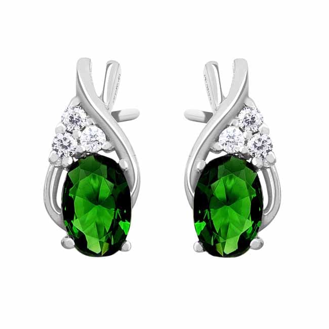 Hopeakorvakorut vihreä zirkonia - Hopeakorut - HME375 - 1