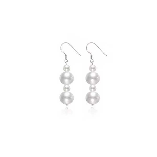 Hopeiset roikkuvat helmikorvakorut - Hopeakorut - AJ-E1065 - 1