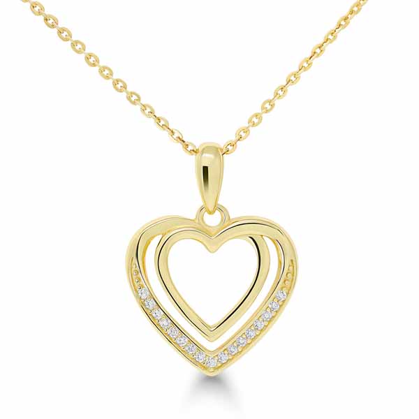 Kullattu sydänriipus BOL-N1105ZG - Hopeakorut - BOL-N1105ZG-40-45 - 1