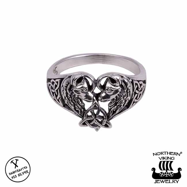 Northern Viking Jewelry Heart Wolf sormus NVJ-H-SO018 - Hopeasormukset - NVJ-H-SO018-165 - 1