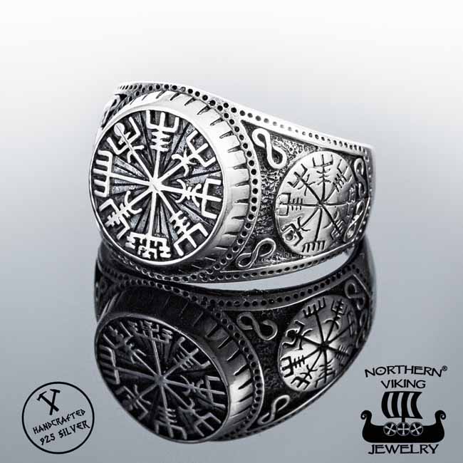 Northern Viking Jewelry Vegvisir sormus NVJ-H-SO005 - Hopeasormukset - NVJ-H-SO005-205 - 1