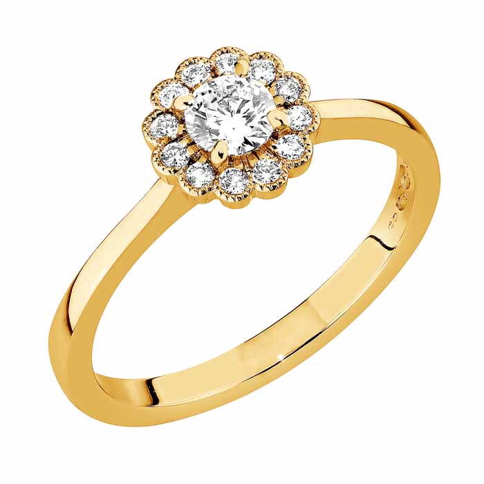 Sandberg M-882 Kukkaniitty 0,34ct H(W)-v Keltakulta - Halosormukset - M-882K-165 - 1