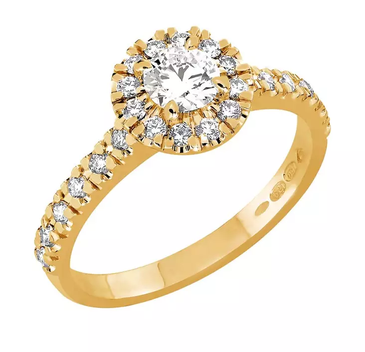 Sandberg Toivomuslähde V-717K 0,54ct Keltakulta 18K - Halosormukset - V-717K-175 - 1