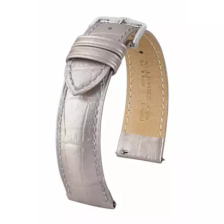 Hirsch Duke Metallic nahkaranneke hopea M - Kellon rannekkeet - 01027130-2-16 - 1