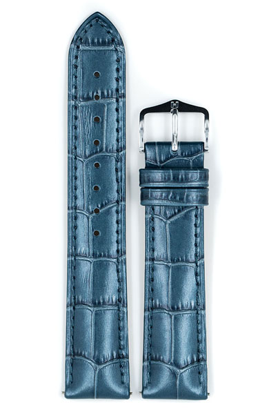 Hirsch Duke Metallic nahkaranneke sininen M - Kellon rannekkeet - 01027180-2-16 - 2