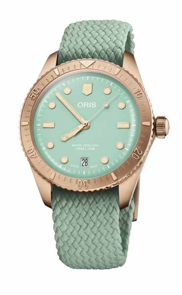 Oris Divers Sixty-Five Bronze Cotton Candy Green 01 733 7771 3157-07 3 19 03BR - Oris naisten rannekellot - 7612611034836 - 1