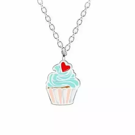 Lasten hopeinen kaulakoru kuppikakku sydän - Hopeakorut - HMN186 - 1