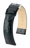 Hirsch Crocograin nahkaranneke musta L 16 mm - Kellon rannekkeet - 12322850-2-16 - 1