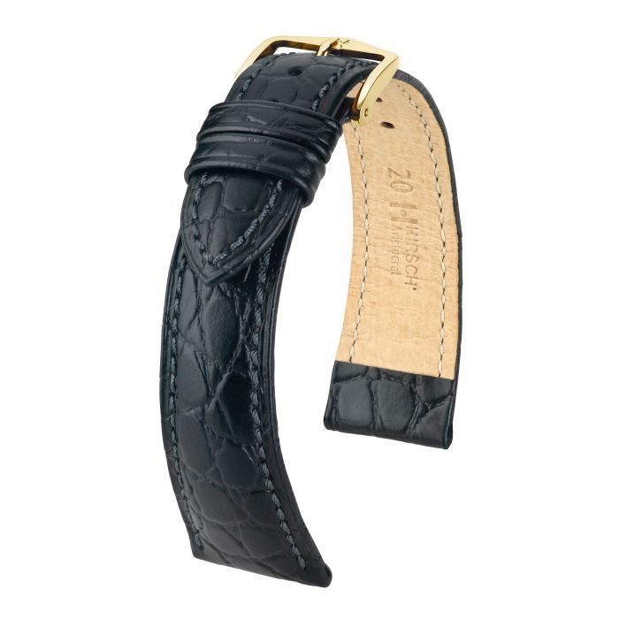 Hirsch Aristocratt nahkaranneke musta M 16 mm - Kellon rannekkeet - 03828150-1-16 - 1