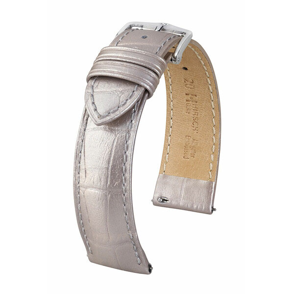 Hirsch Duke Metallic nahkaranneke hopea M - Kellon rannekkeet - 01027130-2-16 - 1