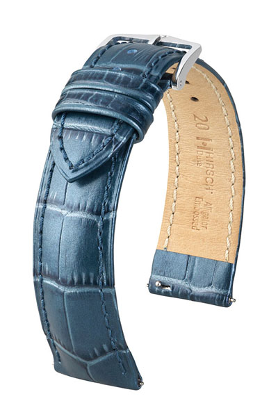 Hirsch Duke Metallic nahkaranneke sininen M - Kellon rannekkeet - 01027180-2-16 - 1