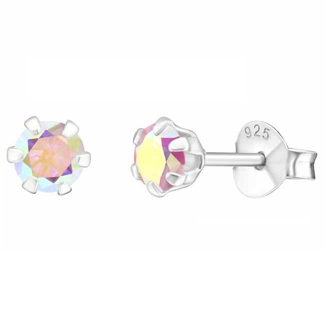 Hopeakorvakorut pyöreä zirkonia 4 mm - Hopeakorut - HME656 - 1