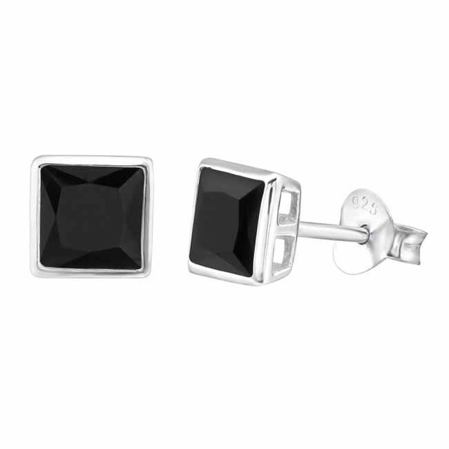 Hopeiset neliö zirkonia korvakorut 5 mm - Hopeakorut - HME116 - 1