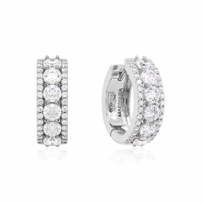 Marmara Sterling hopeiset korvarenkaat kristallit - Hopeakorut - KR826 - 1