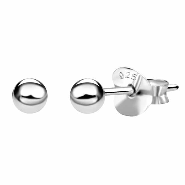 Pallokorvakorut hopeaa 3 mm - Hopeakorut - HME486 - 1