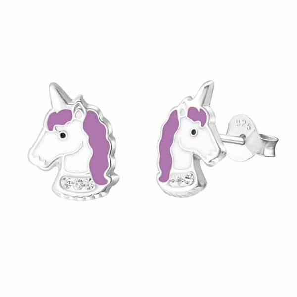 Yksisarvinen korvakorut lila - Hopeakorut - HME186 - 1