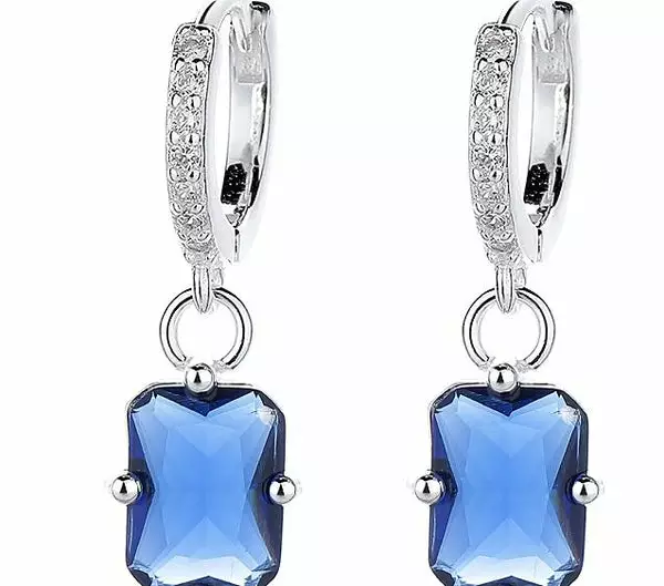Hopeakorvarenkaat roikkuvat siniset zirkoniat - Hopeakorut - HME1246 - 1