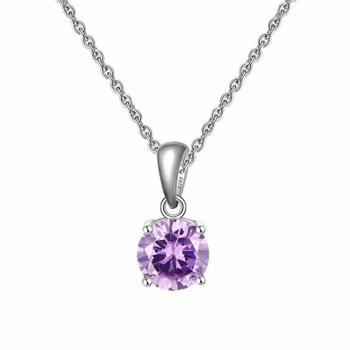 Hopeariipus lila zirkonia 8 mm - Hopeakorut - HMN-M-6 - 1