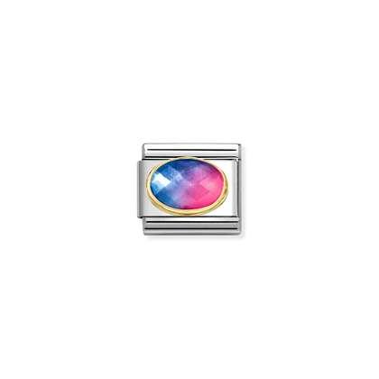 Nomination Classic Ovaali kivi light blue red - Muotikorut - 030612036 - 1