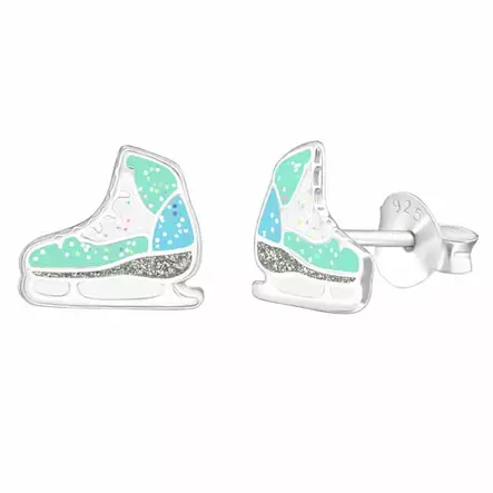 Hopeakorvakorut luistin turkoosi glitter - Hopeakorut - HME227 - 1