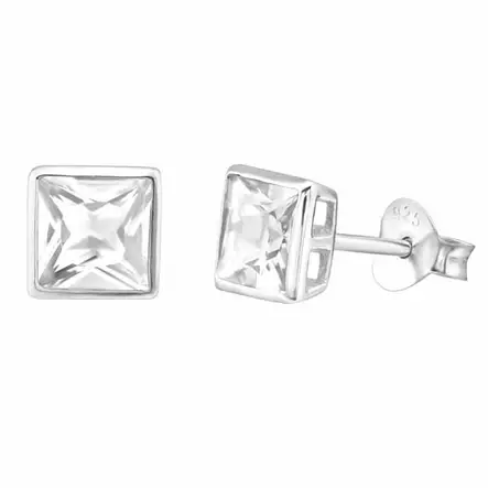 Hopeiset neliö zirkonia korvakorut 5 mm - Hopeakorut - HME117 - 1