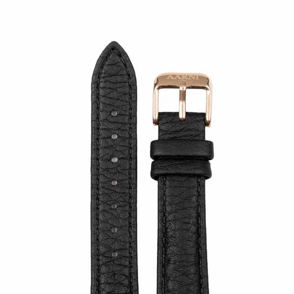 Aarni Hirvennahkainen ranneke 16 mm musta - Kellon rannekkeet - 6430066270767 - 1