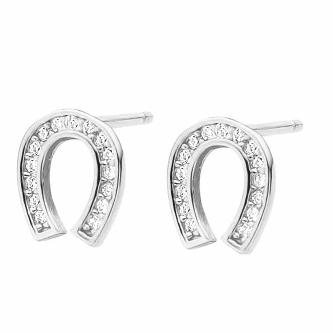 Hopeakorvakorut hevosenkengät zirkoneilla - Hopeakorut - HME347 - 1