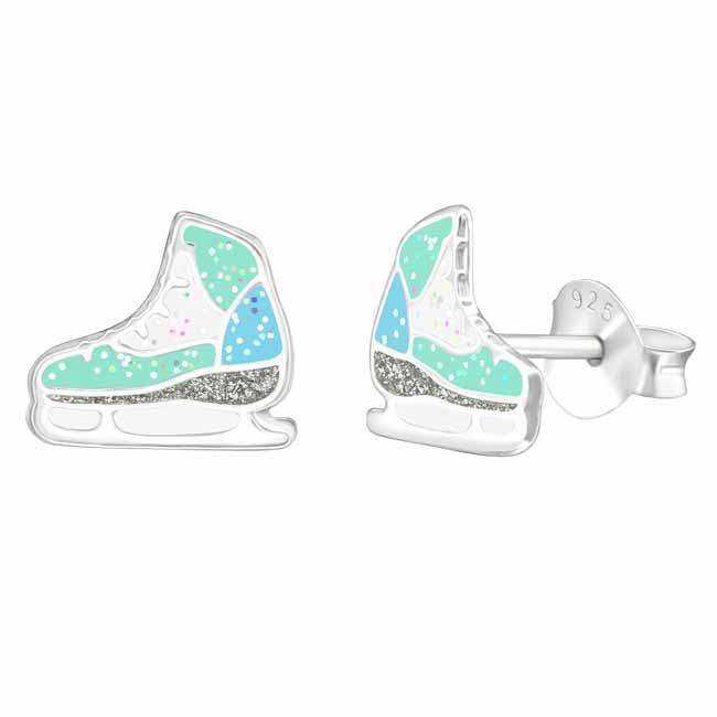 Hopeakorvakorut luistin turkoosi glitter - Hopeakorut - HME227 - 1