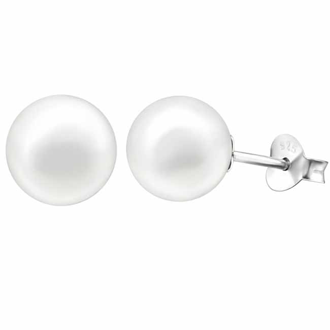 Hopeiset helmikorvakorut valkoinen - Hopeakorut - HME157 - 1