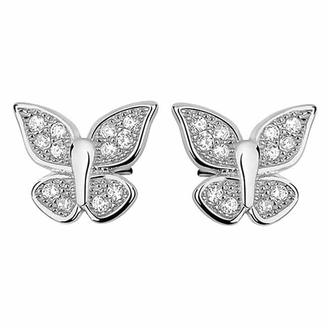 Hopeiset korvakorut perhonen zirkoniat - Hopeakorut - HME557 - 1